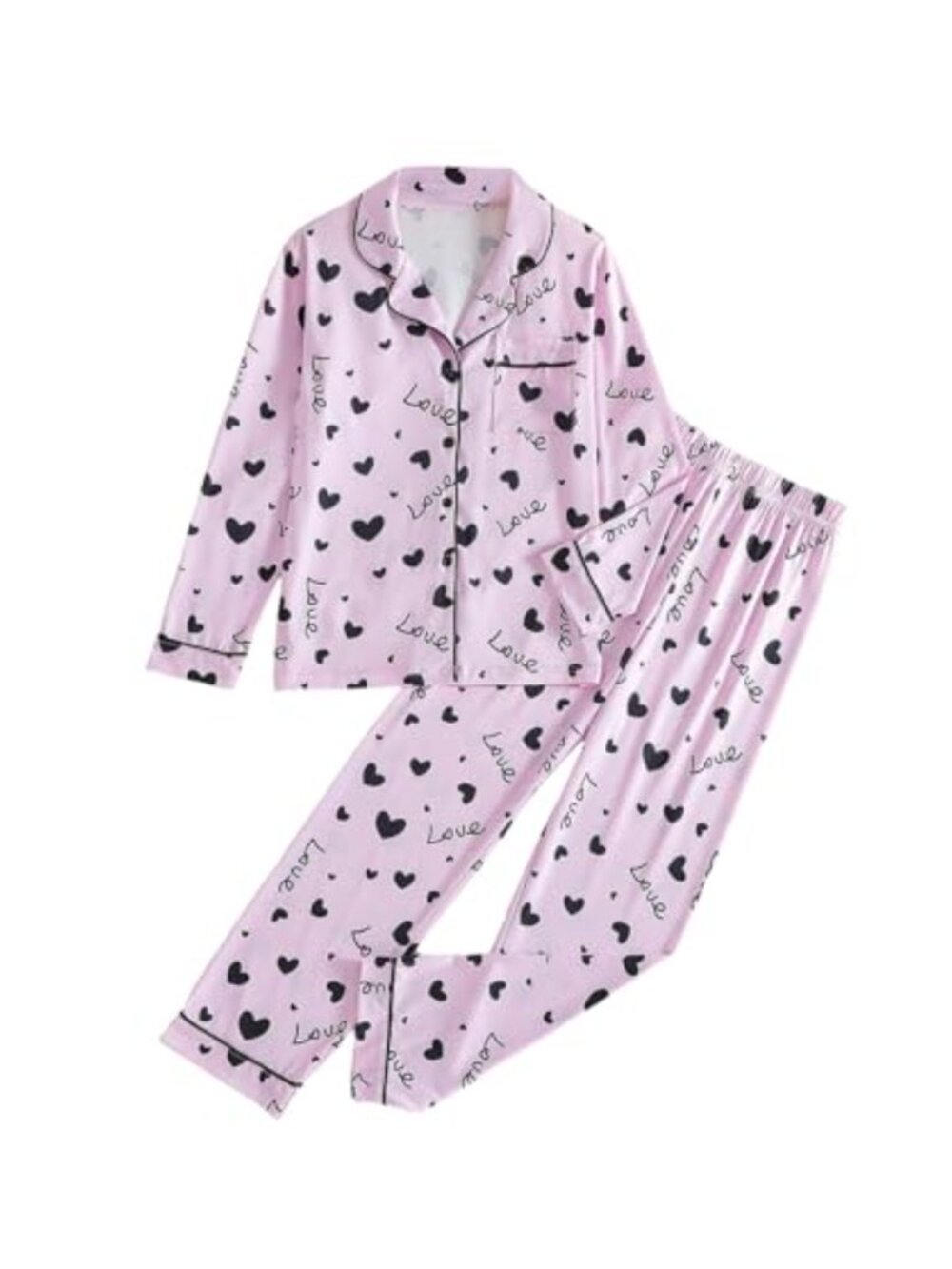 Girls 2 Piece Pajama Set Long Sleeve Button Down Top Pants Sleepwear